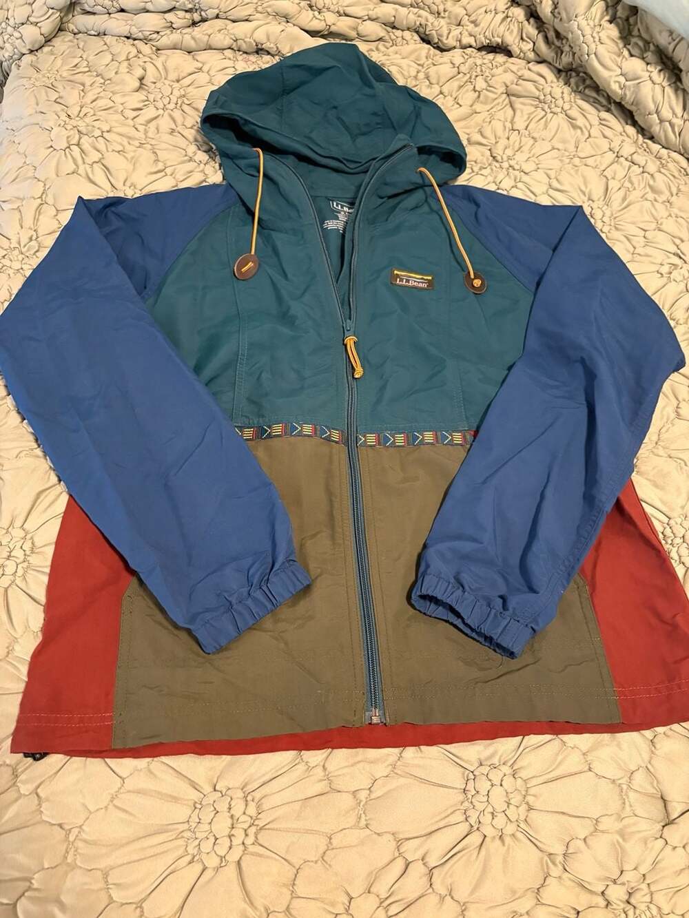 L.L. Bean Women's Mountain Classic Full-Zip Hooded Jacket Multicolor Aztec Trim